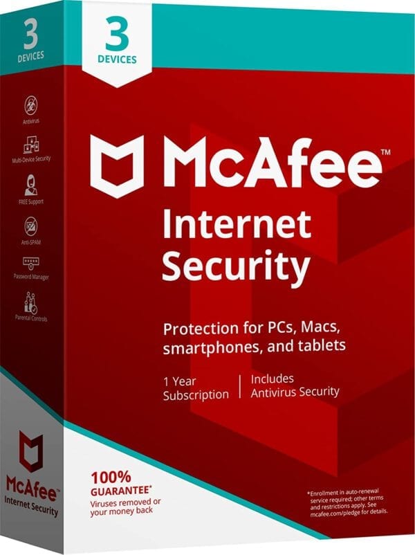 McAfee Internet Security 3 laitetta, 1 vuosi